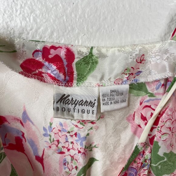 Vintage Maryann’s Boutique Peignoir Robe & Gown White Sz S Floral Satin Romantic - Picture 6 of 16